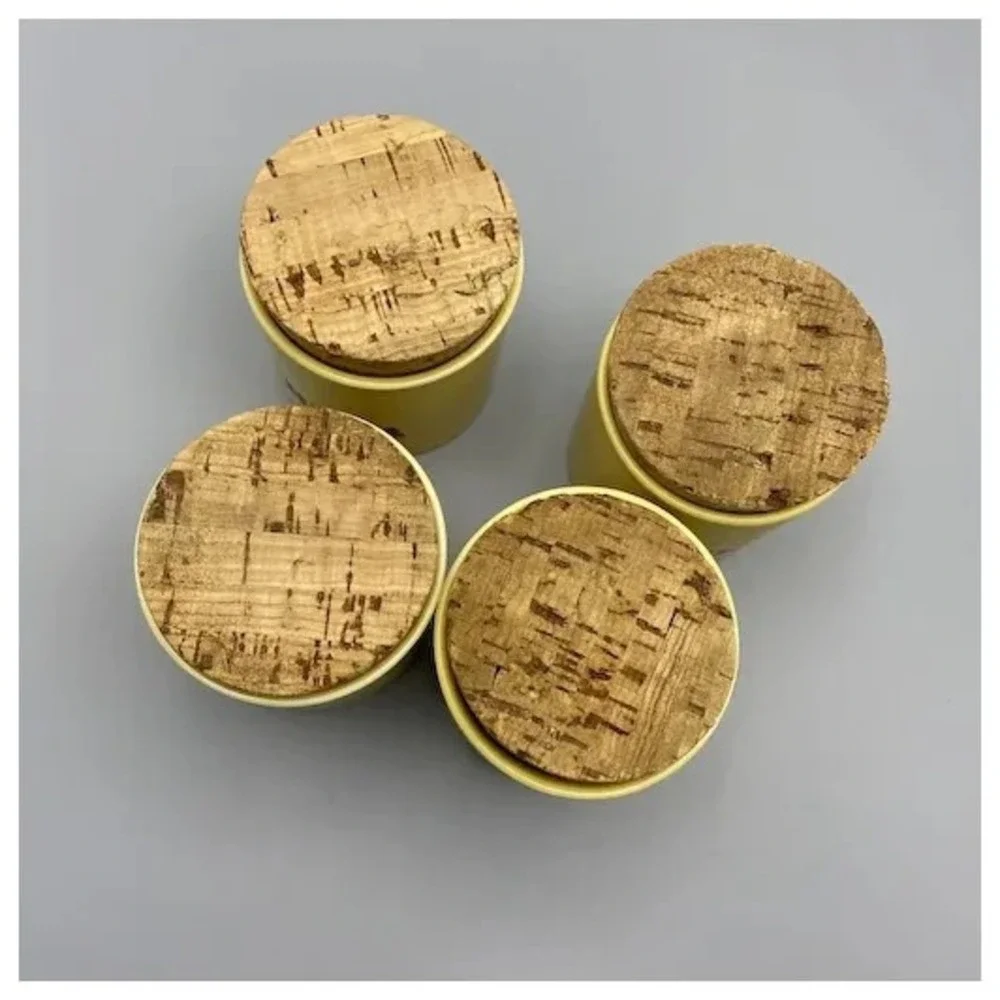 Vintage Kiln Craft Ceramic Spice Jars‎ Cork Lid Made in England Yellow Kilncraft